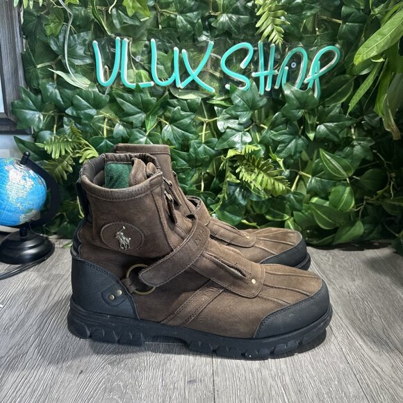 Polo Ralph Lauren Boot Conquest HI III Brown Suede Leather Zipper Mens - sz 13 D - Picture 1 of 12